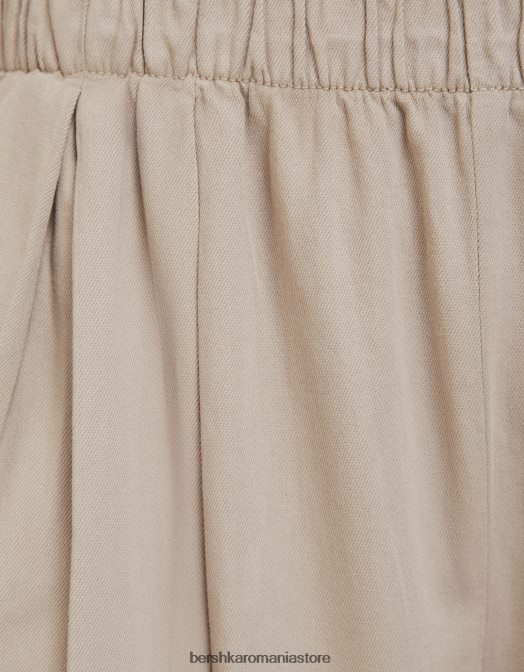 Bershka femei pantaloni largi cu pliuri nisip Z86D1575 îmbrăcăminte