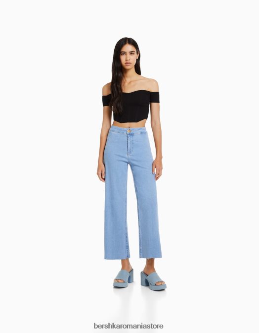 Bershka femei pantaloni pantaloni din denim albastru deschis Z86D1508 îmbrăcăminte