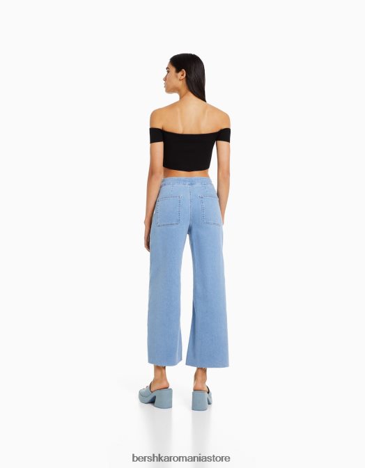 Bershka femei pantaloni pantaloni din denim albastru deschis Z86D1508 îmbrăcăminte
