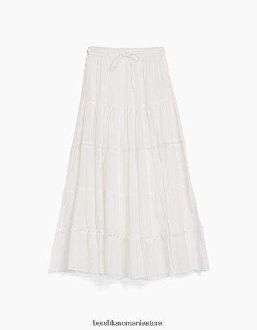 Bershka femei fustă boho lungă din bumbac cremă Z86D1611 îmbrăcăminte