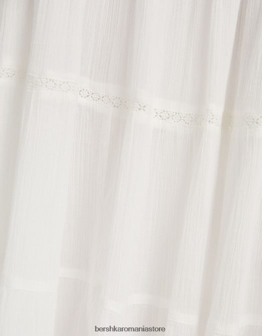 Bershka femei fustă boho lungă din bumbac cremă Z86D1611 îmbrăcăminte