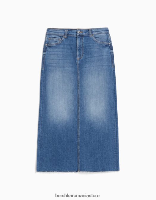 Bershka femei fustă lungă denim relax fit spălat albastru Z86D1952 îmbrăcăminte