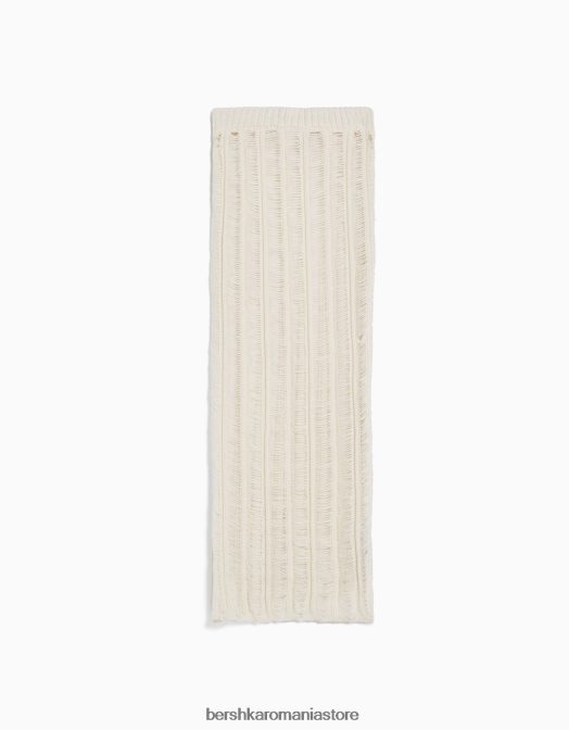 Bershka femei fustă lungă din tricot deschis cremă Z86D959 îmbrăcăminte