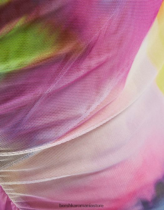 Bershka femei fustă midi cu plasă imprimată portocale Z86D1636 îmbrăcăminte