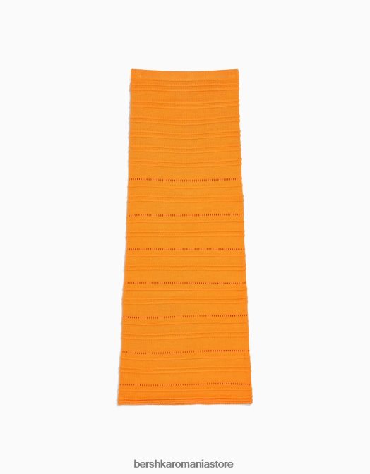 Bershka femei fustă midi din tricot deschis portocale Z86D976 îmbrăcăminte