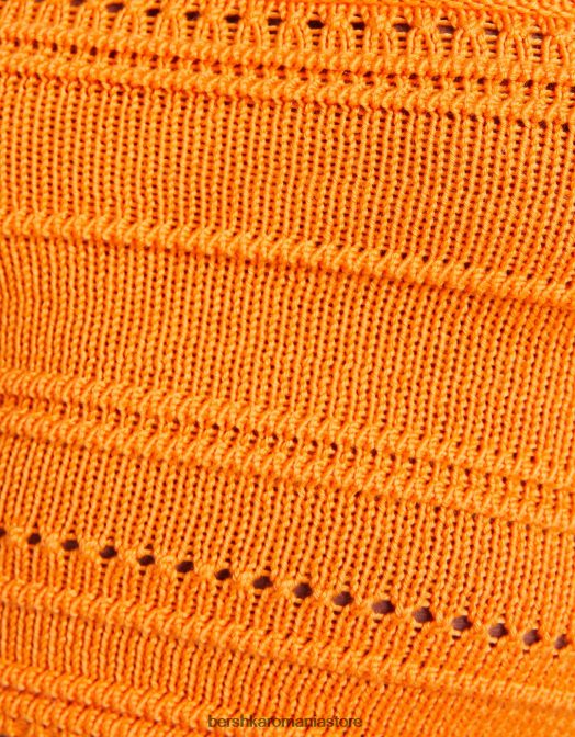 Bershka femei fustă midi din tricot deschis portocale Z86D976 îmbrăcăminte