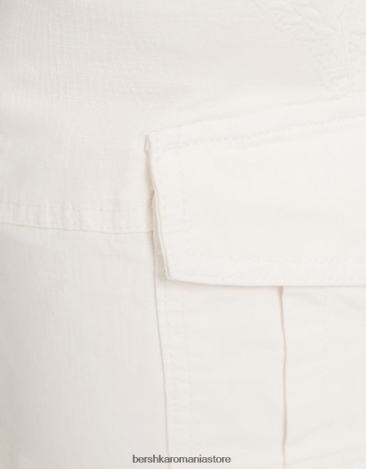 Bershka femei fustă mini cargo din bumbac aproape alb Z86D4050 îmbrăcăminte