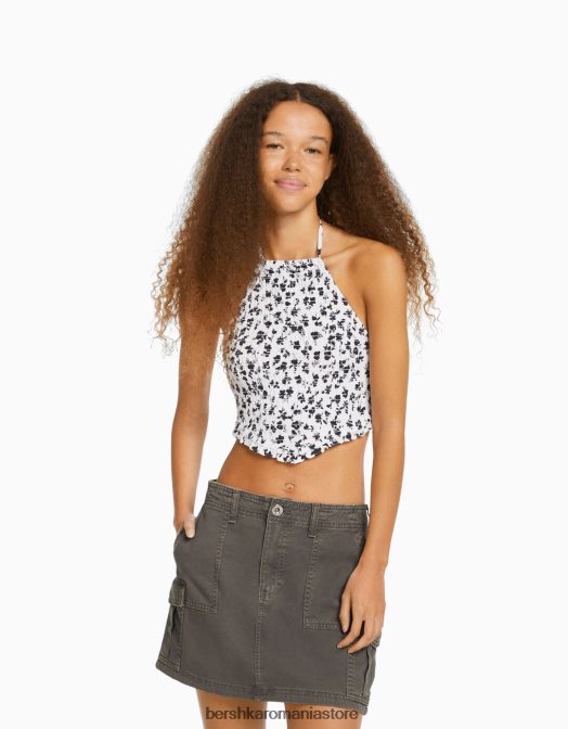 Bershka femei fustă mini cargo din bumbac gri inchis Z86D4049 îmbrăcăminte