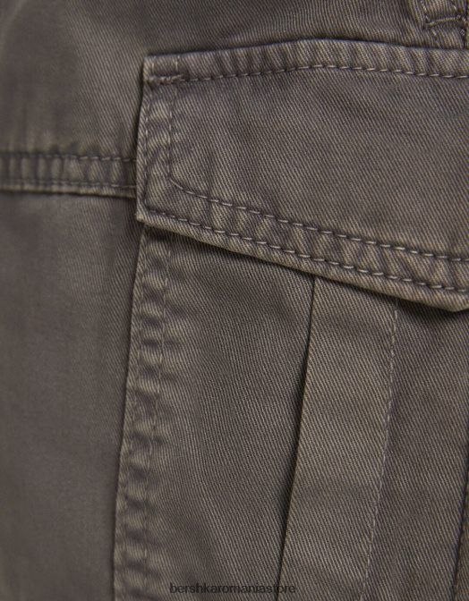 Bershka femei fustă mini cargo din bumbac gri inchis Z86D4049 îmbrăcăminte