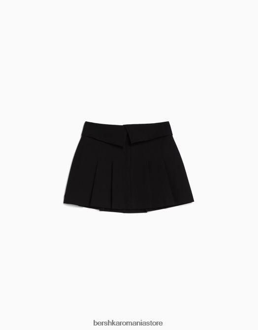 Bershka femei fustă mini croită cu pliuri cutie negru Z86D1620 îmbrăcăminte