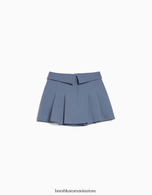 Bershka femei fustă mini croită cu pliuri cutie spălat albastru Z86D1621 îmbrăcăminte