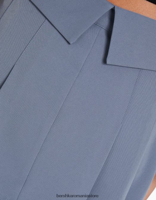 Bershka femei fustă mini croită cu pliuri cutie spălat albastru Z86D1621 îmbrăcăminte