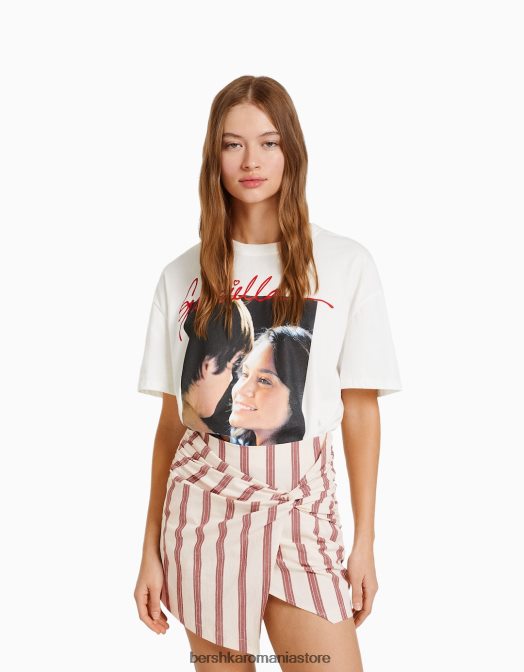 Bershka femei fustă mini cu noduri în dungi nisip Z86D1661 îmbrăcăminte