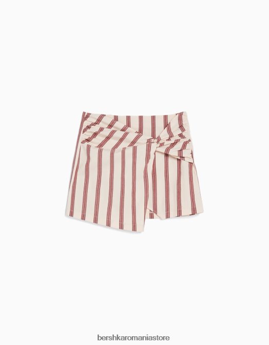 Bershka femei fustă mini cu noduri în dungi nisip Z86D1661 îmbrăcăminte