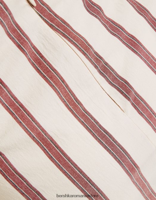 Bershka femei fustă mini cu noduri în dungi nisip Z86D1661 îmbrăcăminte