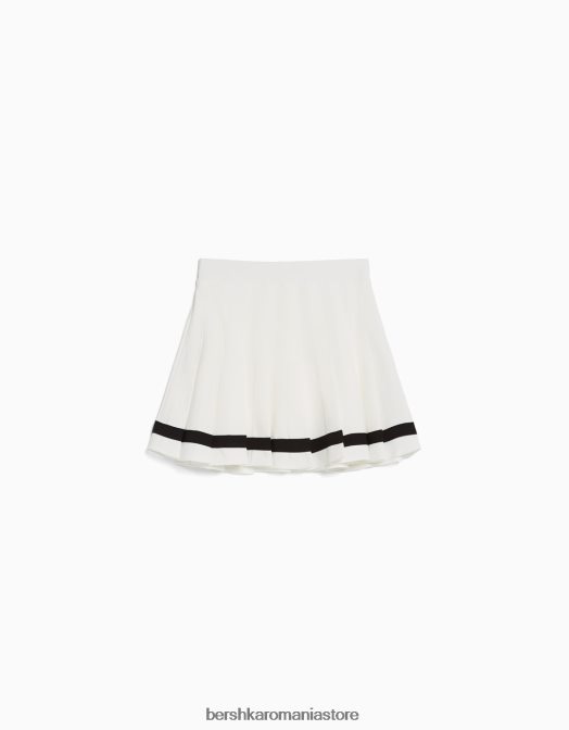 Bershka femei fustă mini cu pliuri cu dungi cu dungi alb Z86D1670 îmbrăcăminte