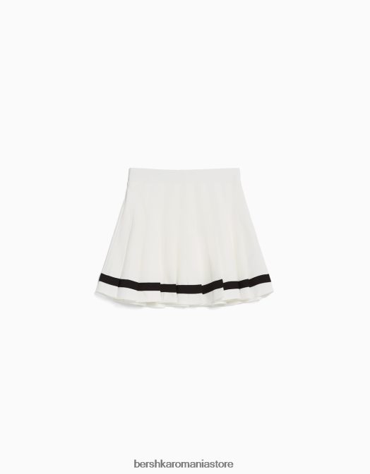 Bershka femei fustă mini cu pliuri cu dungi cu dungi alb Z86D4057 îmbrăcăminte