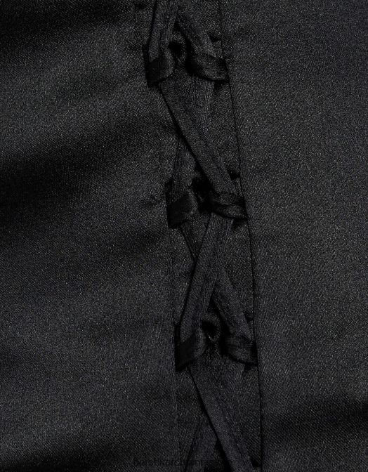 Bershka femei fustă mini din satin cu șireturi negru Z86D1666 îmbrăcăminte