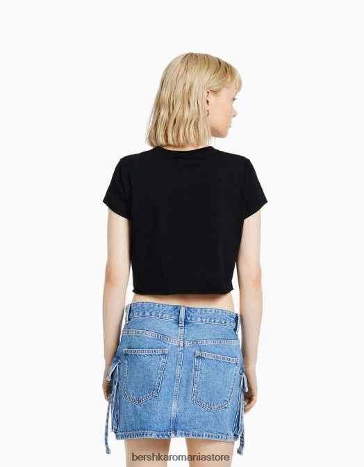 Bershka femei fusta cargo mini denim albastru deschis Z86D4005 îmbrăcăminte