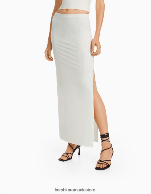 Bershka femei fusta lunga aproape alb Z86D1614 îmbrăcăminte