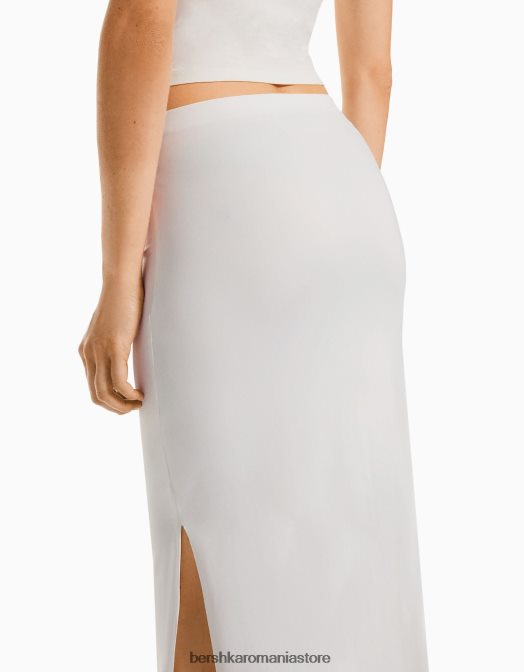 Bershka femei fusta lunga aproape alb Z86D1614 îmbrăcăminte