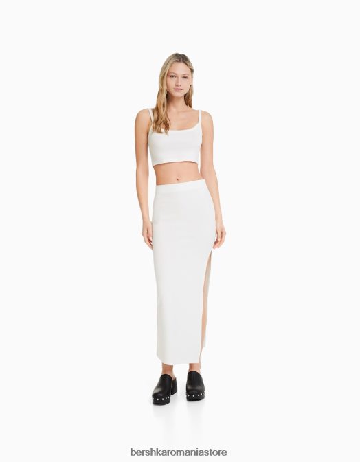 Bershka femei fusta lunga de bumbac alb Z86D1633 îmbrăcăminte