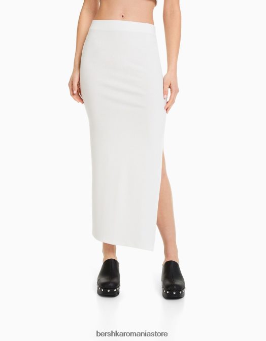 Bershka femei fusta lunga de bumbac alb Z86D1633 îmbrăcăminte