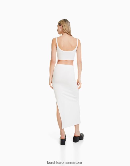 Bershka femei fusta lunga de bumbac alb Z86D1633 îmbrăcăminte