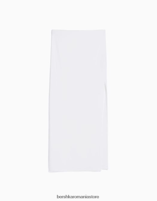 Bershka femei fusta lunga de bumbac alb Z86D1657 îmbrăcăminte