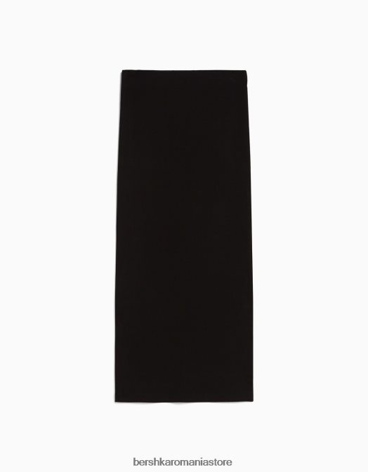Bershka femei fusta lunga de bumbac negru Z86D1658 îmbrăcăminte