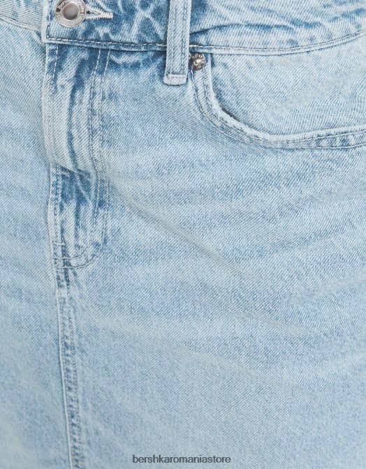 Bershka femei fusta lunga din denim albastru deschis Z86D1830 îmbrăcăminte