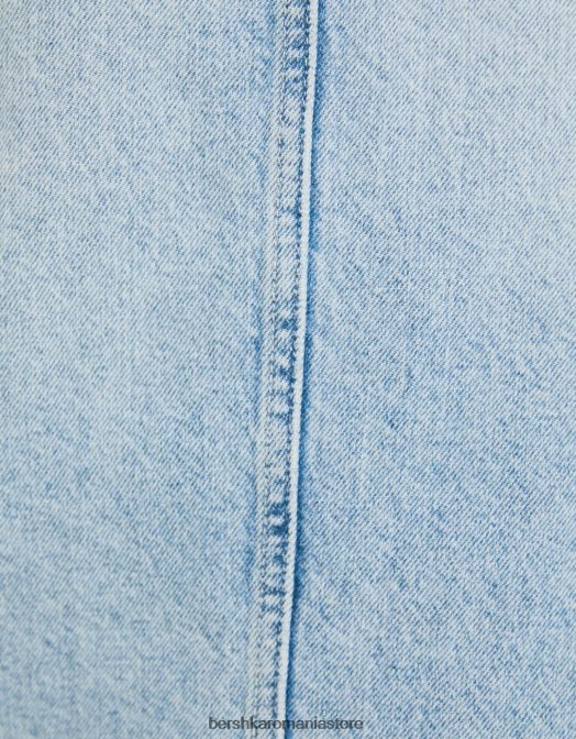 Bershka femei fusta lunga din denim albastru deschis Z86D1988 îmbrăcăminte