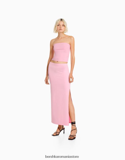 Bershka femei fusta lunga roz Z86D1619 îmbrăcăminte