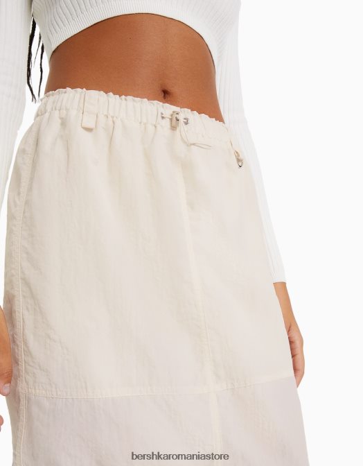Bershka femei fusta maxi din nailon cremă Z86D1671 îmbrăcăminte
