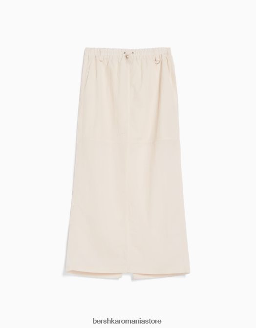 Bershka femei fusta maxi din nailon cremă Z86D1671 îmbrăcăminte