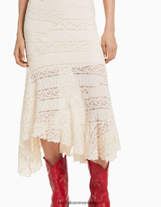 Bershka femei fusta midi asimetrica blonda din dantela alte Z86D1612 îmbrăcăminte
