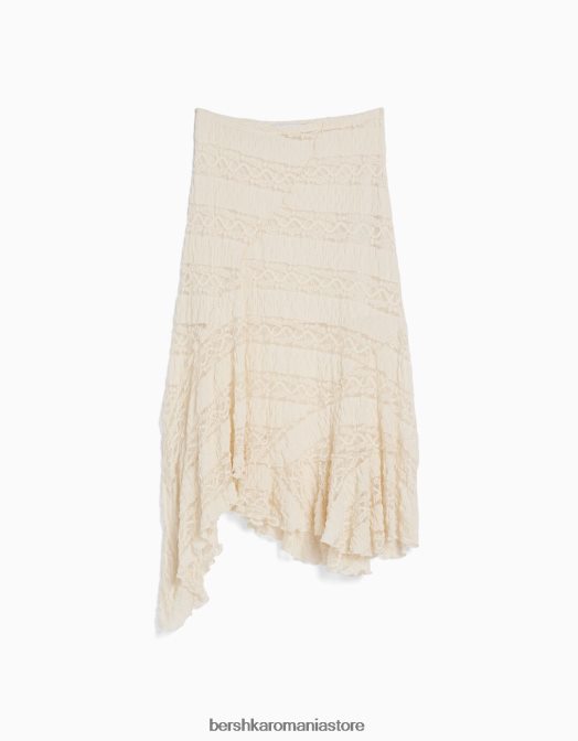 Bershka femei fusta midi asimetrica blonda din dantela alte Z86D1612 îmbrăcăminte