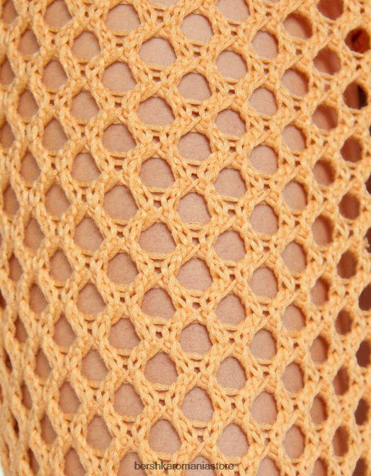 Bershka femei fusta midi crosetata cu franjuri portocale Z86D971 îmbrăcăminte