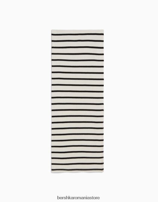 Bershka femei fusta midi cu dungi cremă Z86D1622 îmbrăcăminte