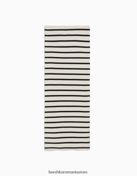 Bershka femei fusta midi cu dungi cremă Z86D2035 îmbrăcăminte