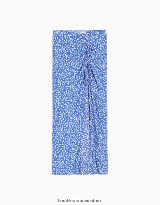Bershka femei fusta midi cu imprimeu floral albastru Z86D1629 îmbrăcăminte