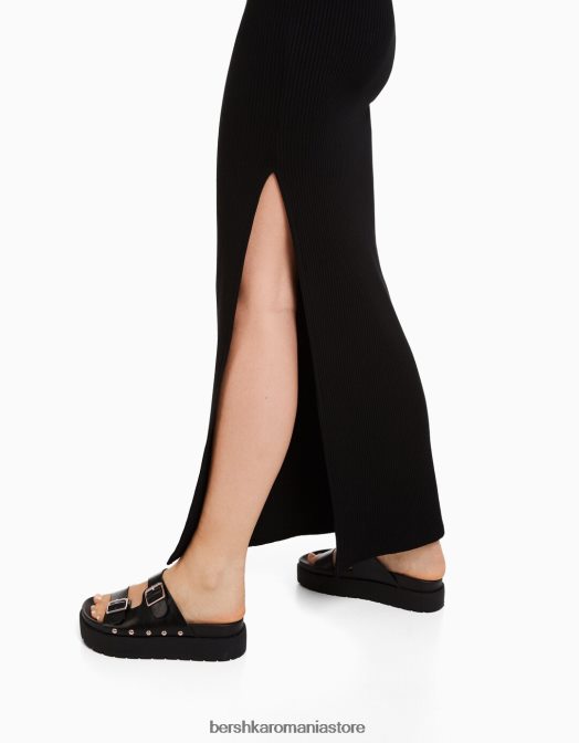 Bershka femei fusta midi cu nervuri alte Z86D1631 îmbrăcăminte