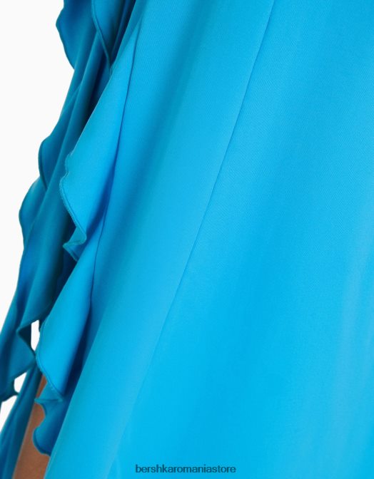 Bershka femei fusta midi cu volane albastru Z86D1652 îmbrăcăminte