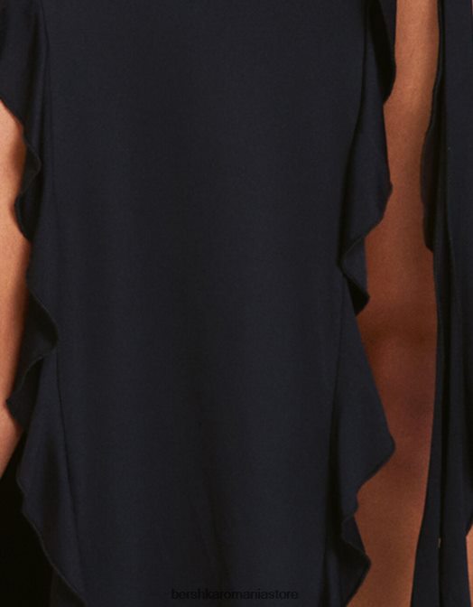 Bershka femei fusta midi cu volane negru Z86D1608 îmbrăcăminte