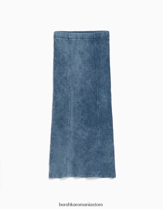 Bershka femei fusta midi decolorată albastru deschis Z86D1626 îmbrăcăminte