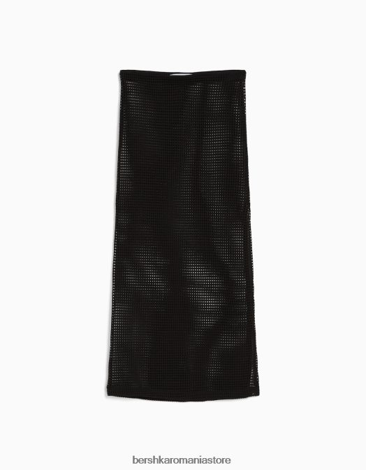 Bershka femei fusta midi din plasa negru Z86D1643 îmbrăcăminte