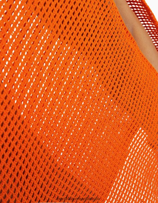 Bershka femei fusta midi din plasa portocale Z86D1642 îmbrăcăminte