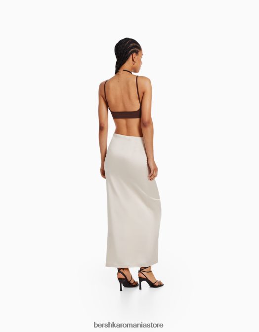 Bershka femei fusta midi din satin cu fanta laterala alte Z86D1617 îmbrăcăminte