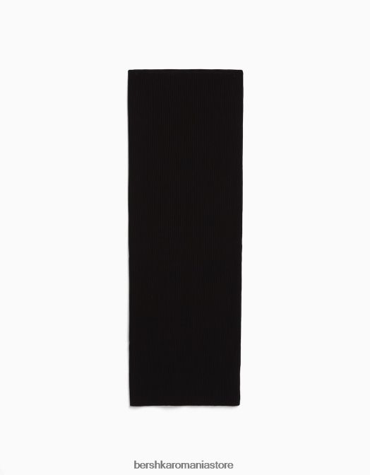 Bershka femei fusta midi din tricot cu nervuri negru Z86D956 îmbrăcăminte