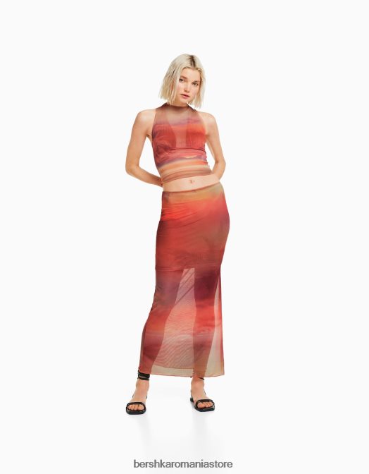 Bershka femei fusta midi din tul imprimat alte Z86D1645 îmbrăcăminte